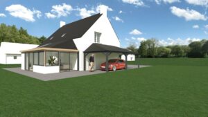 Plan 3D d'une extension de maison